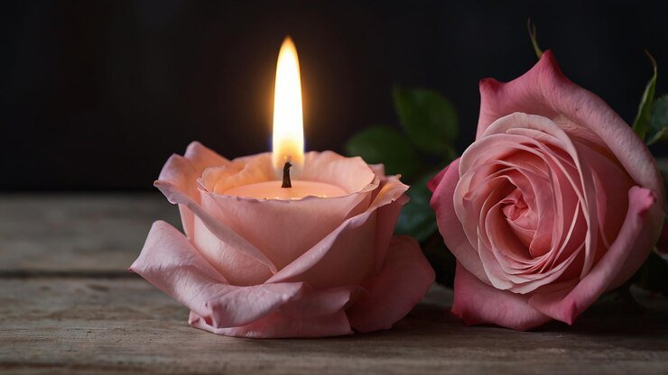 pink-rose-with-candle-design